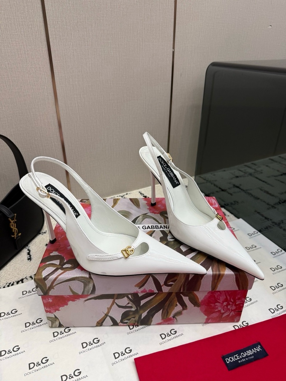 Dolce & Gabbana White Pointed Slingback Pumps